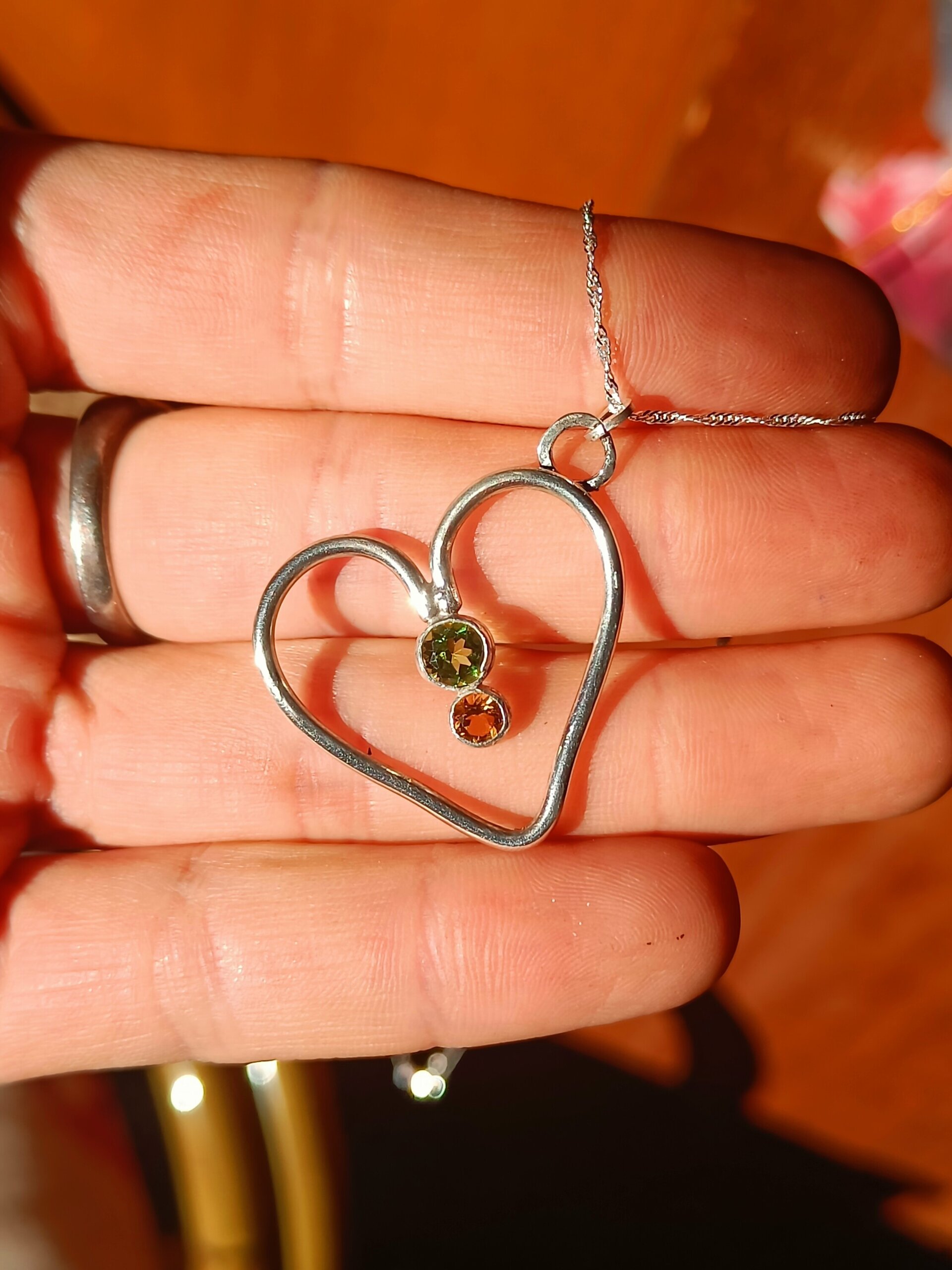 Corazón de Plata con Peridoto y Citrino - 1