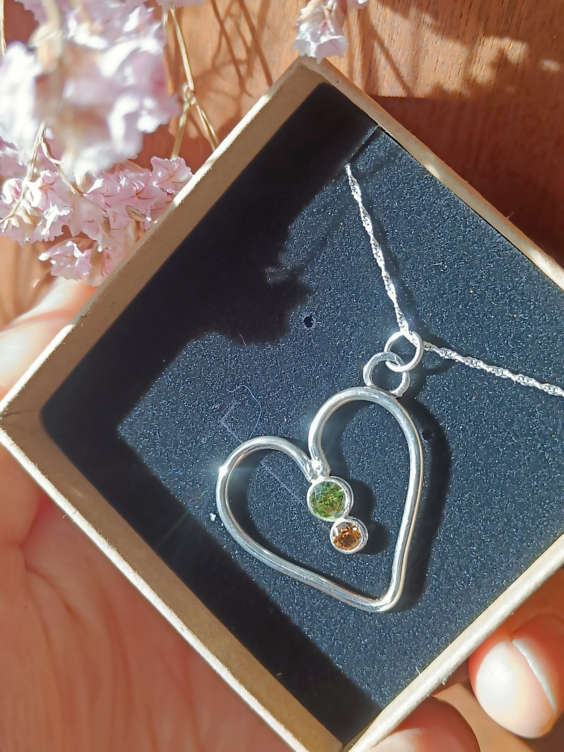 Corazón de Plata con Peridoto y Citrino - 2